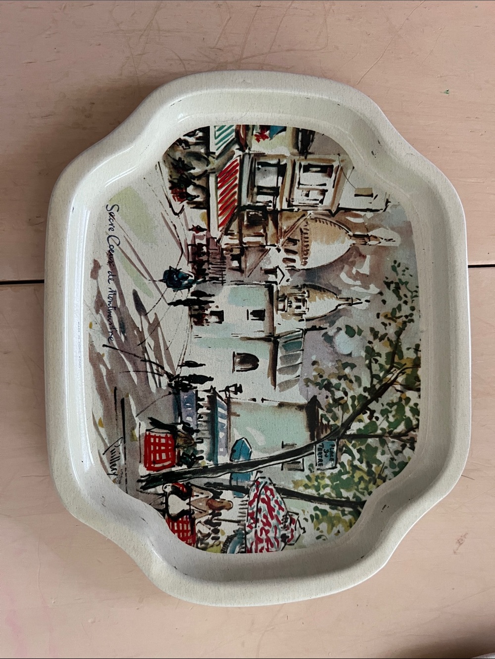 Paris Street Scene Tray in Cream and Multicolor